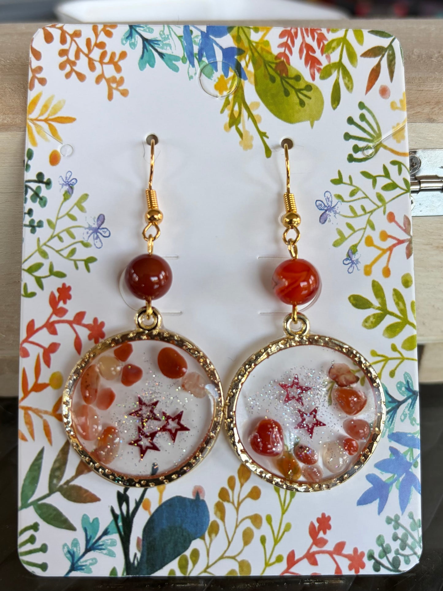 Boucles d’oreilles Epoxy Cornaline