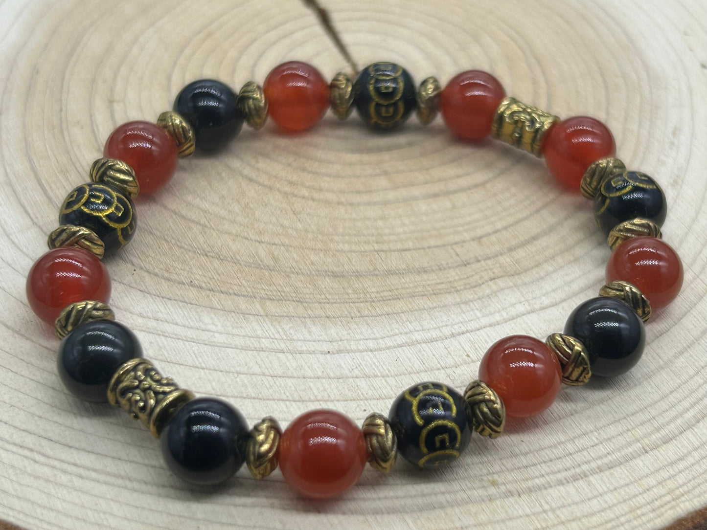 Bracelet Kitsune Obsidienne/Cornaline