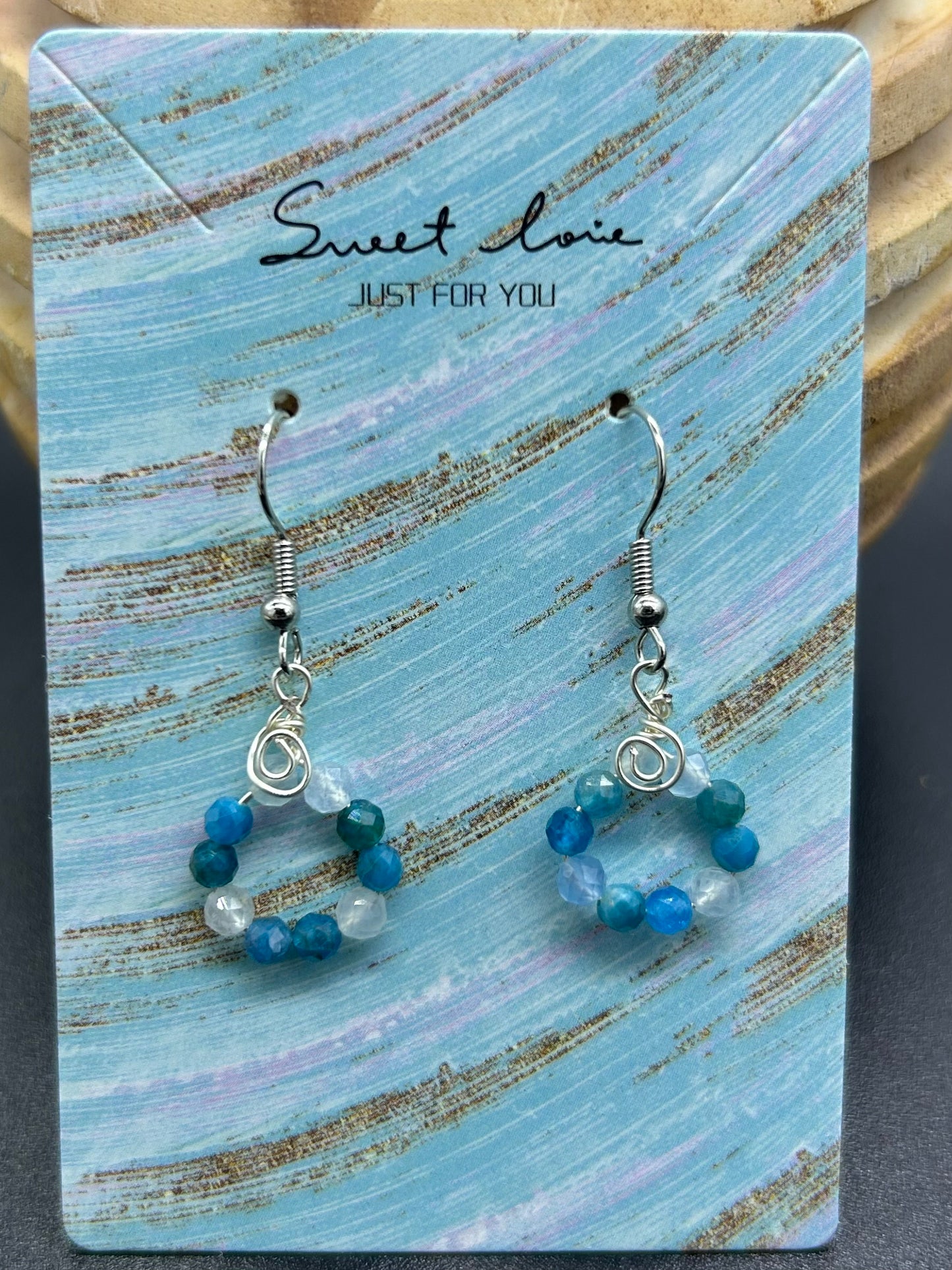 Boucles d’oreilles Apatite bleue/Aigue marine