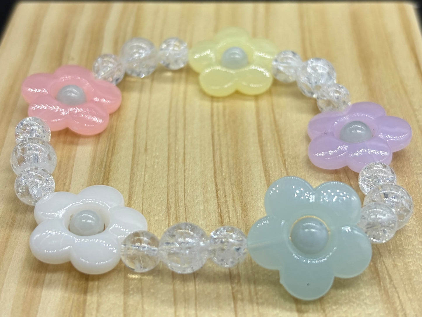 Bracelet Cristal de roche Créoles flowers fantaisy