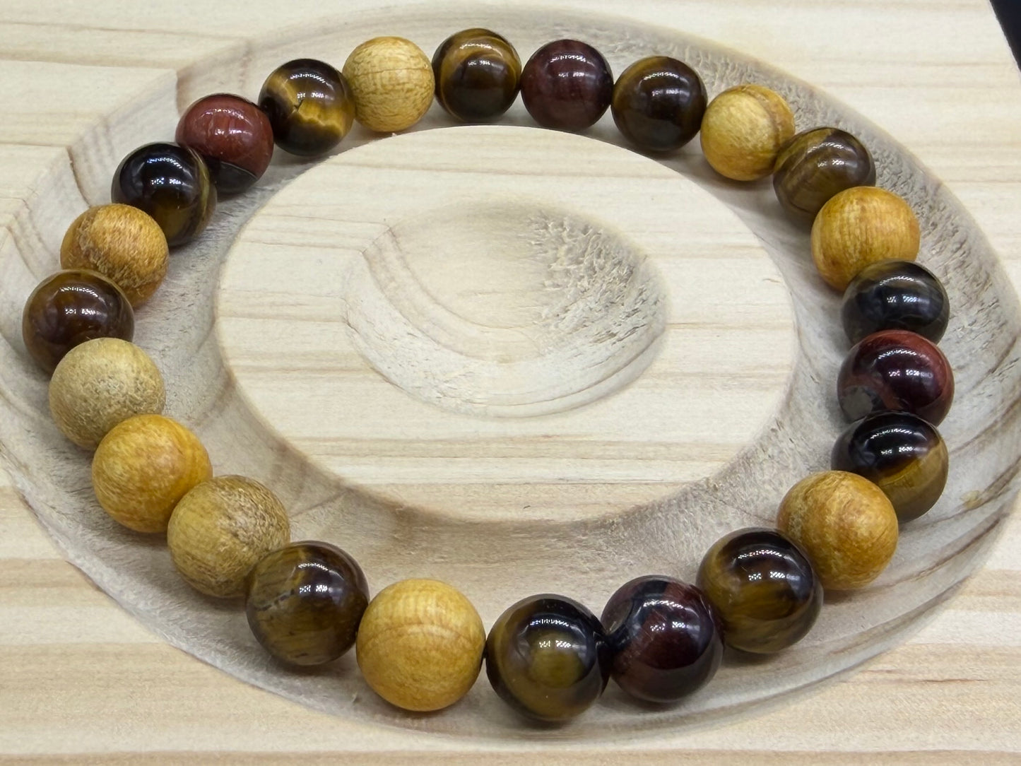 Bracelet Palo Santo Œil de tigre et Oeil de taureau