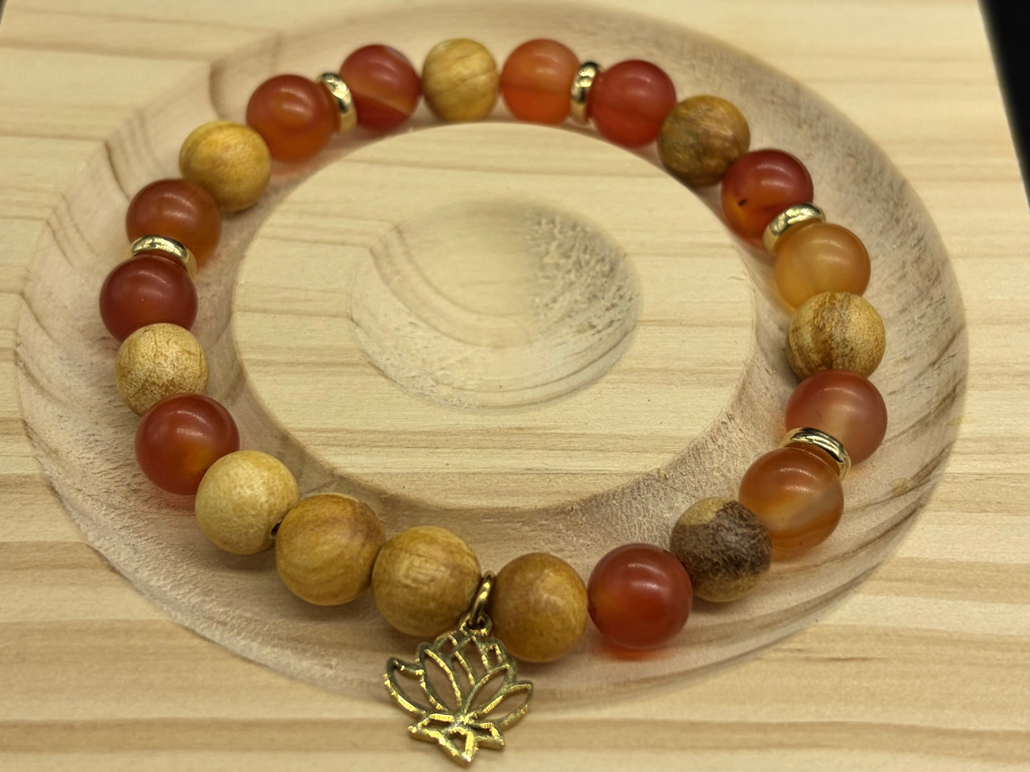 Bracelet bois sacré Palo Santo Cornaline