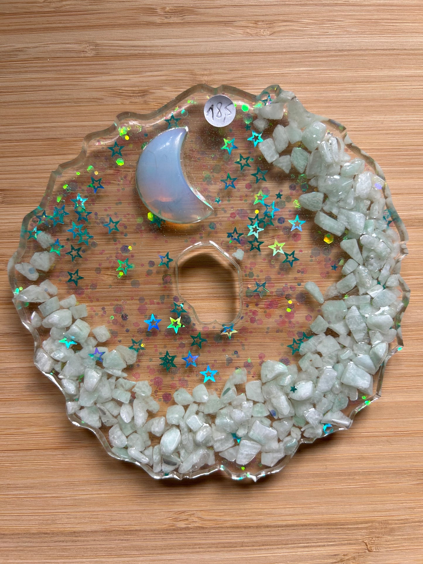 Socle epoxy lune Opaline/Amazonite