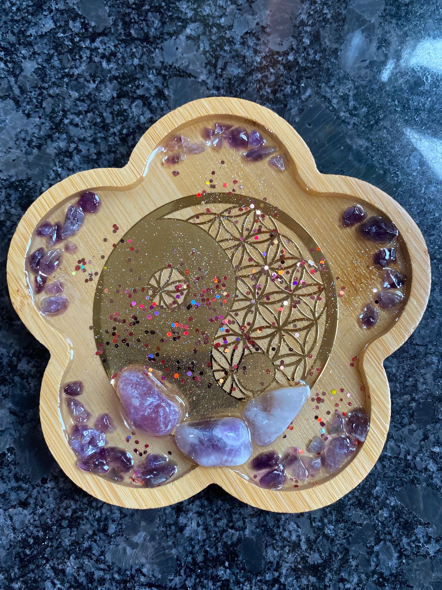 Socle Epoxy Yin Yang Améthyste