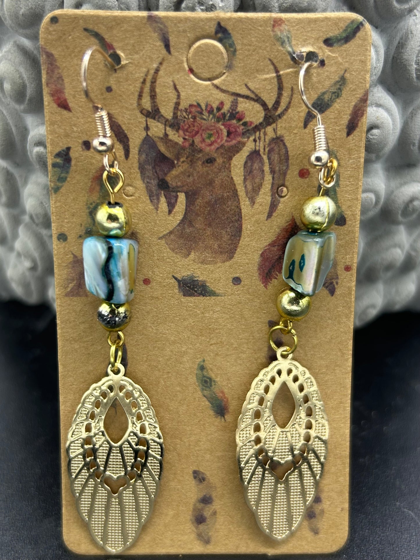 Boucles d'oreilles feuilles Abalone