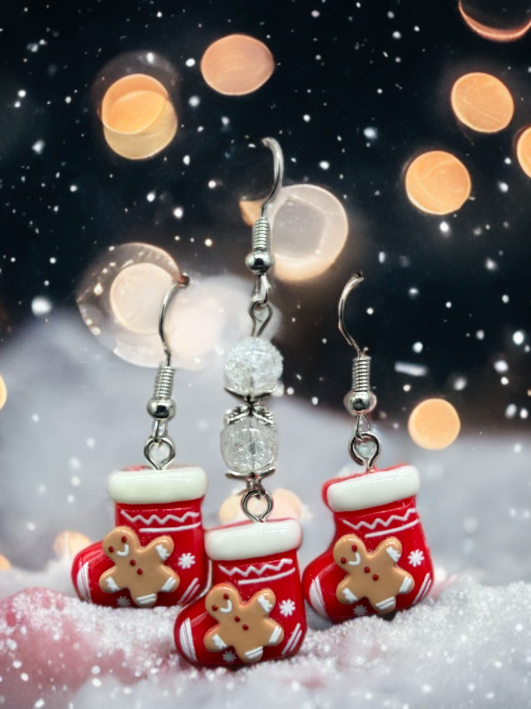 Boucles d’oreilles trio chaussons de Noël