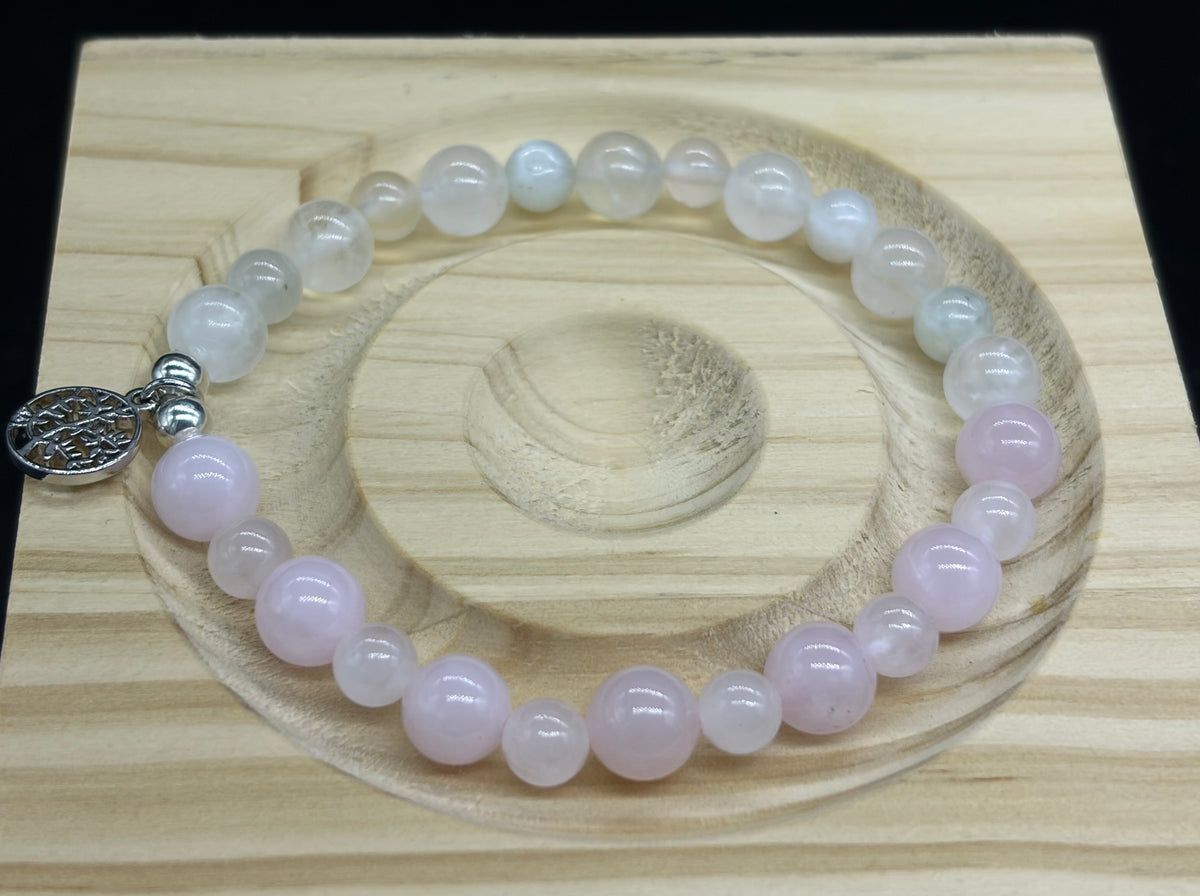Bracelet Pierre de lune et Quartz rose