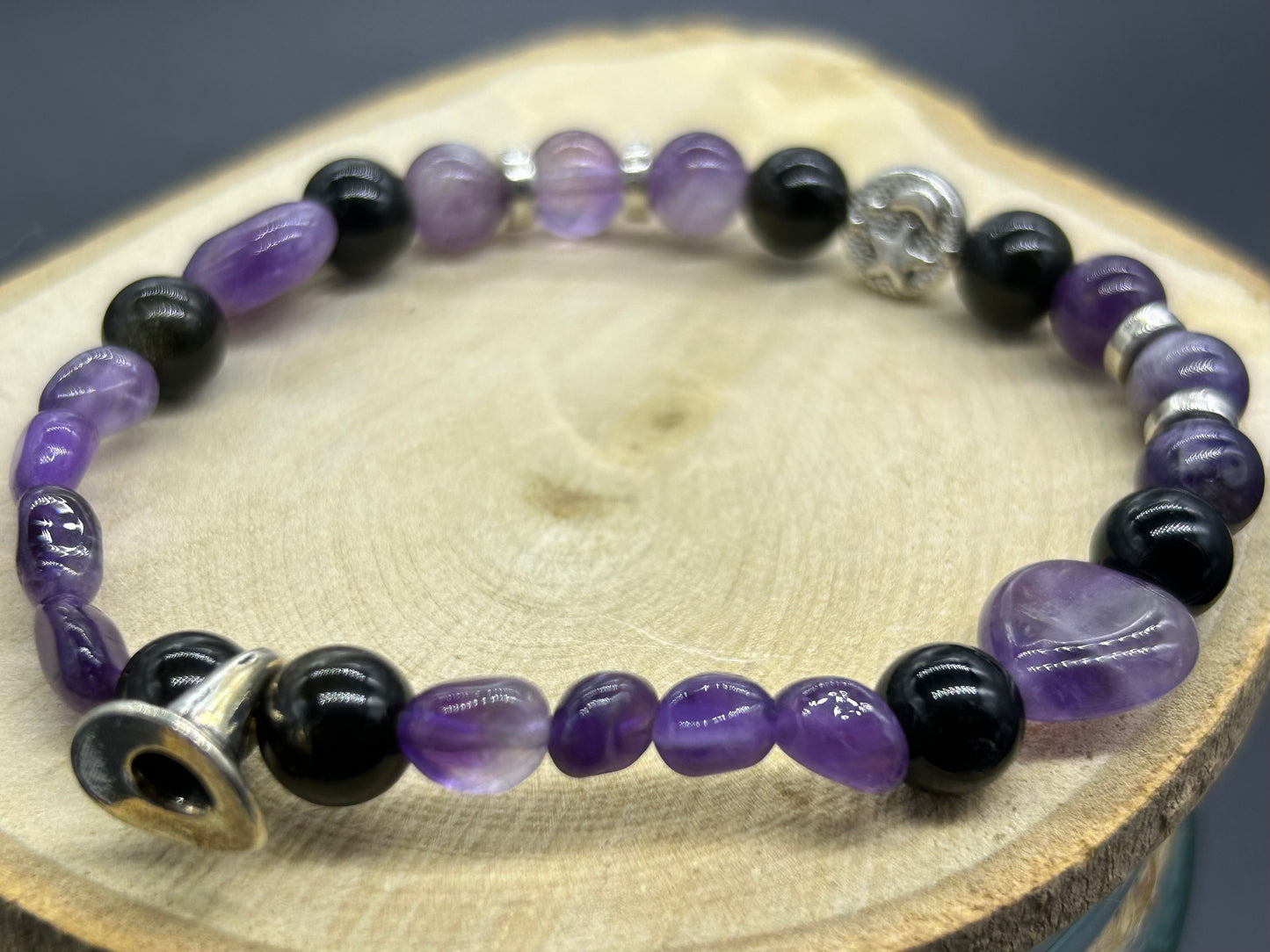 Bracelet Witchy Améthyste et Obsidienne