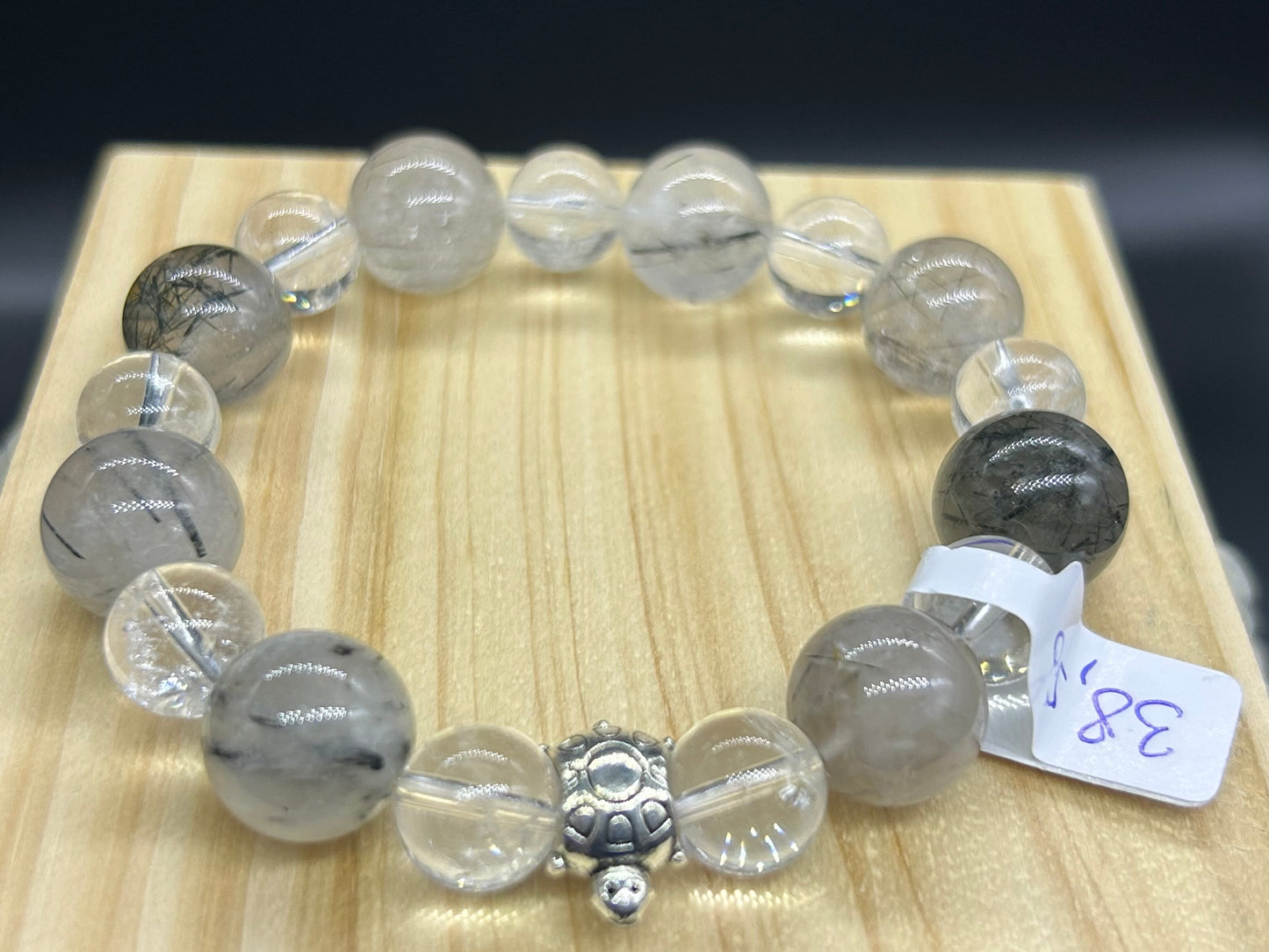 Bracelet Tortue Cristal de roche/Quartz Tourmaline