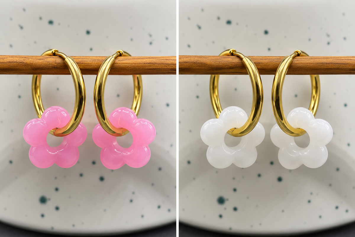Boucles d'oreilles Créoles flowers fantaisy pastel