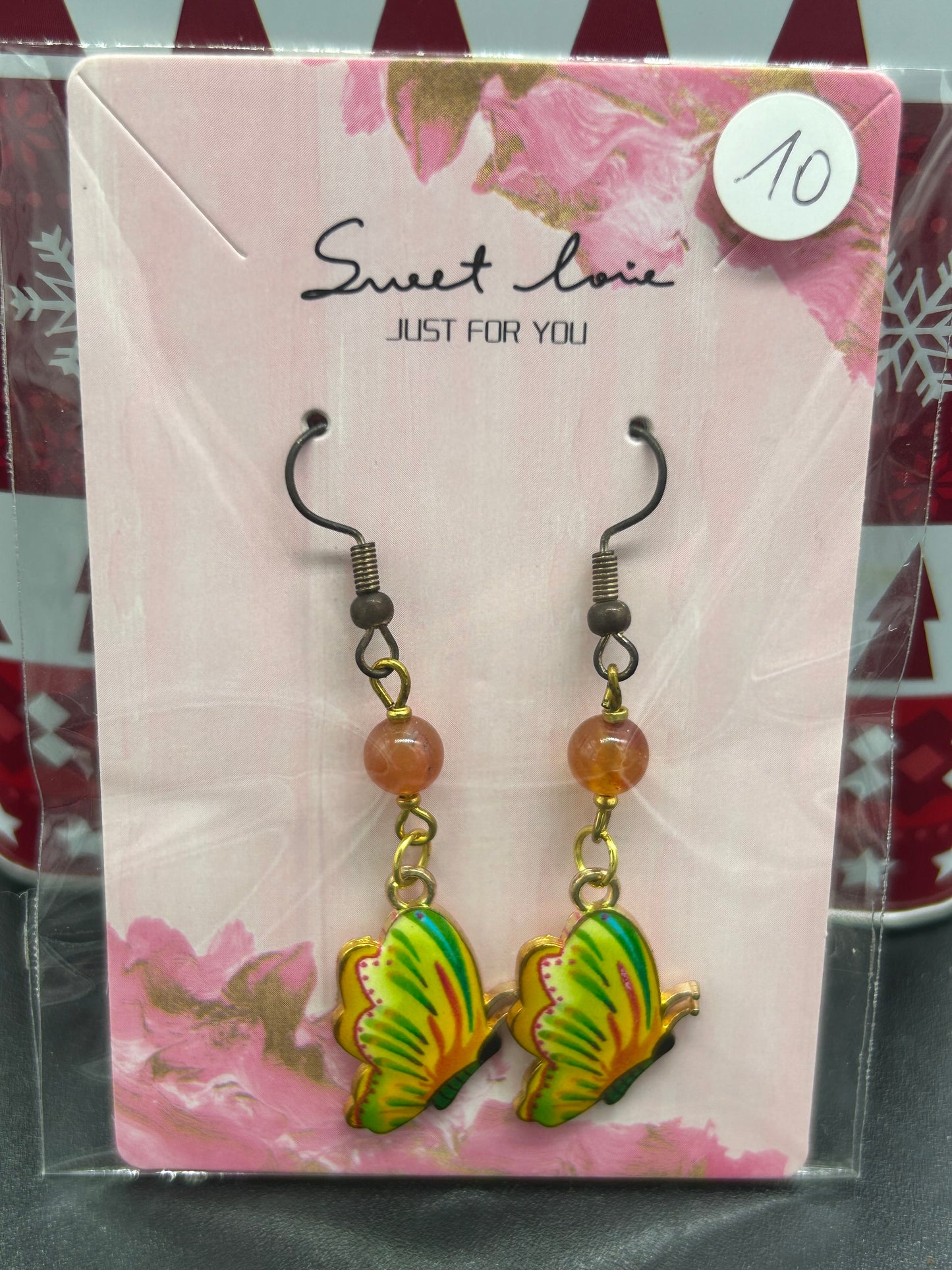 Boucles d’oreilles Cornaline papillon