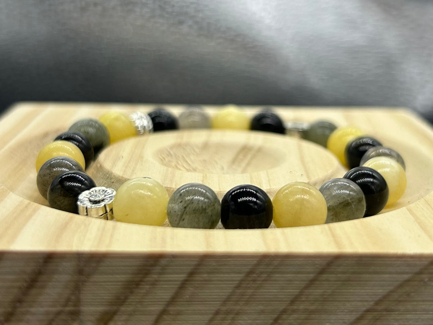 Bracelet Obsidienne/Labradorite/Calcite jaune