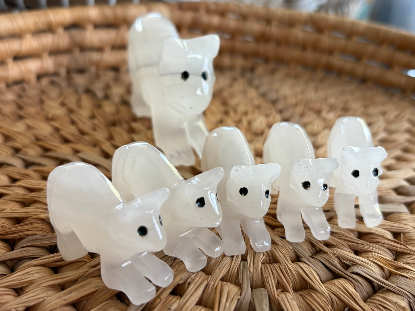 Groupe de chats en Agate blanche