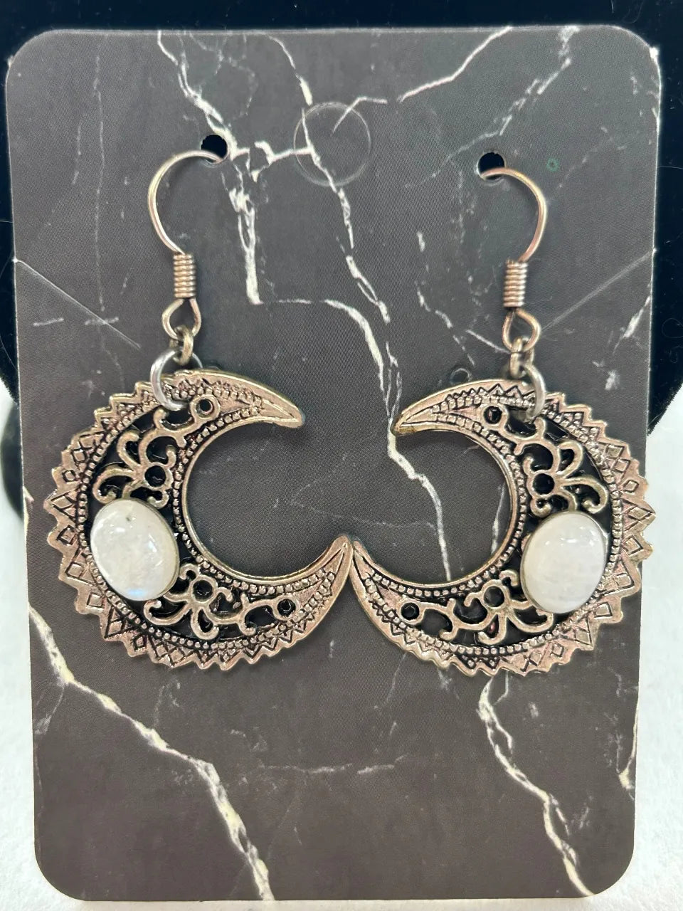 Boucles d'oreilles Luna argent Labradorite blanche