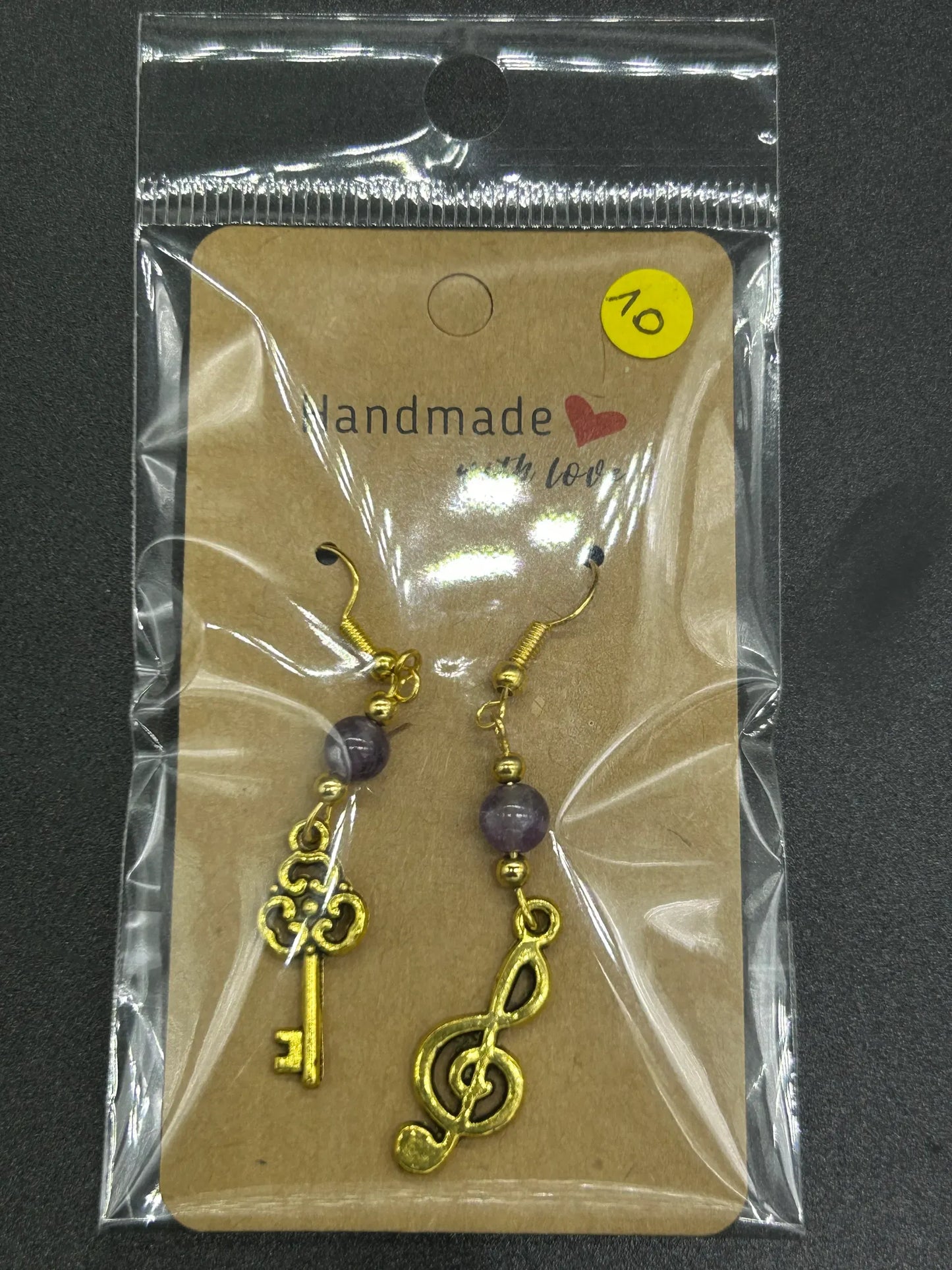 Boucles d'oreilles Améthyste clef