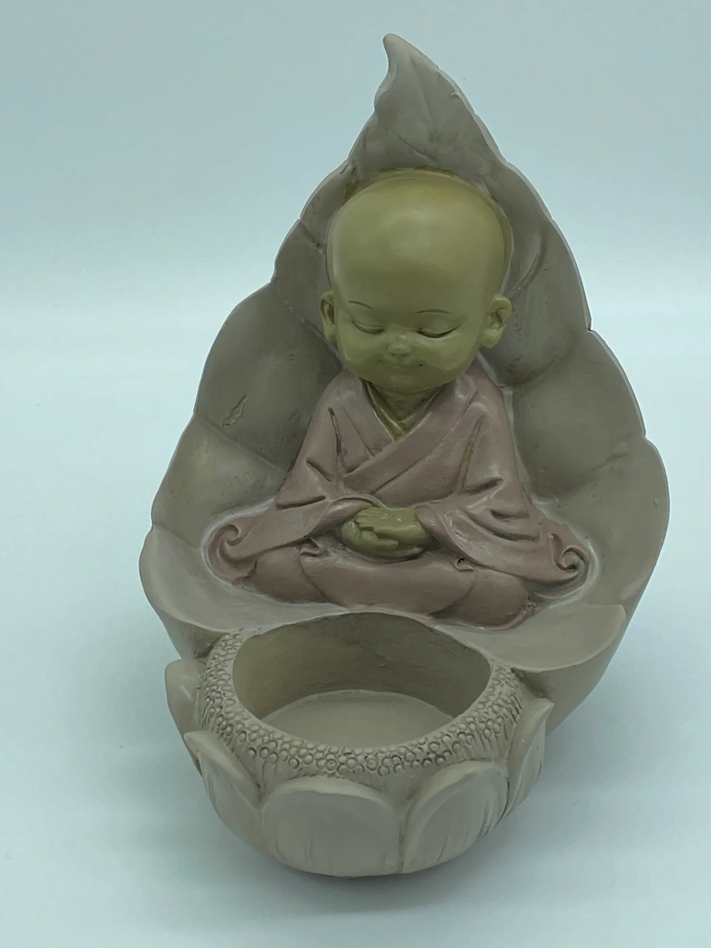 Bonze Zen porte bougies feuille