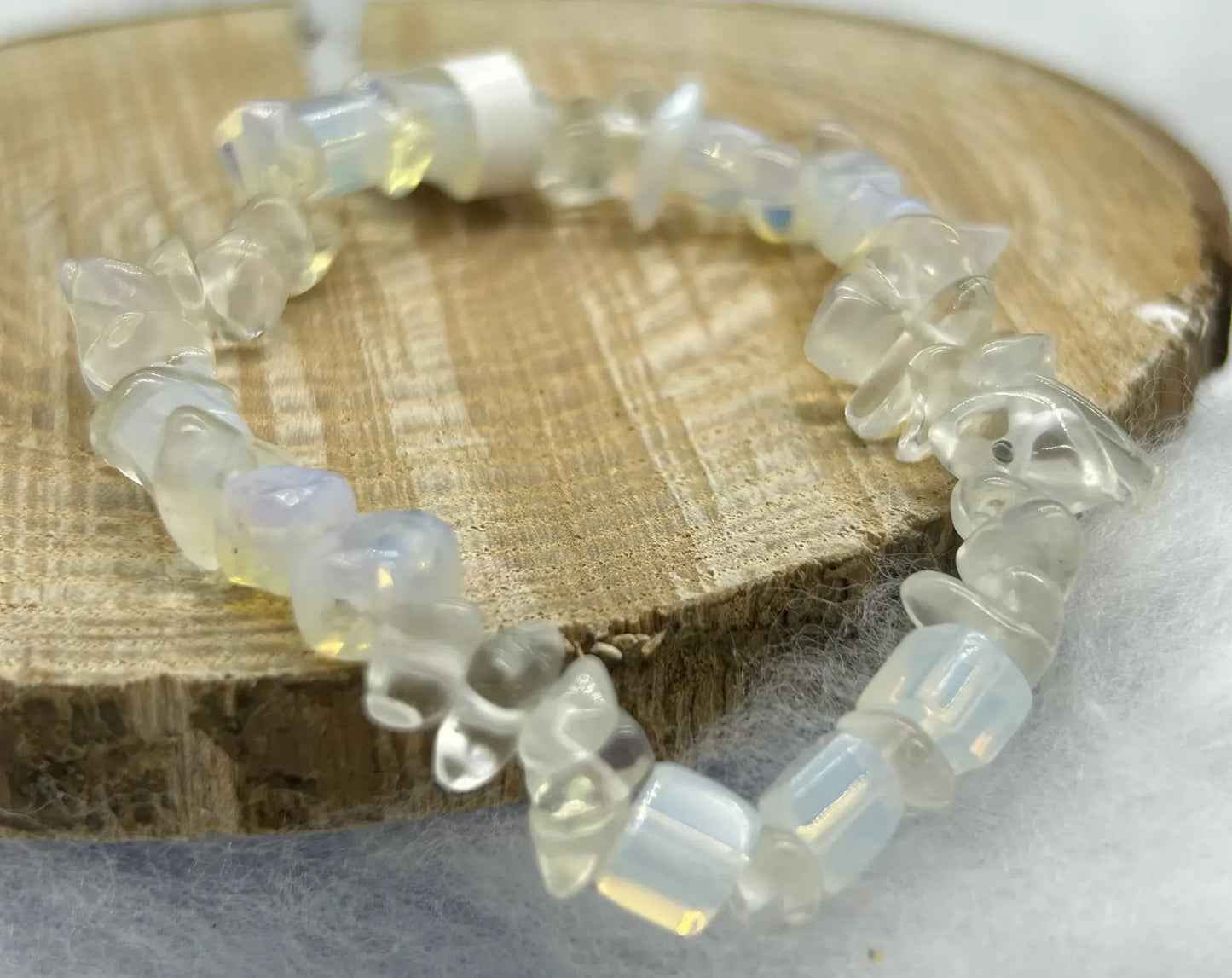 Bracelet chips Cristal de roche et Opaline