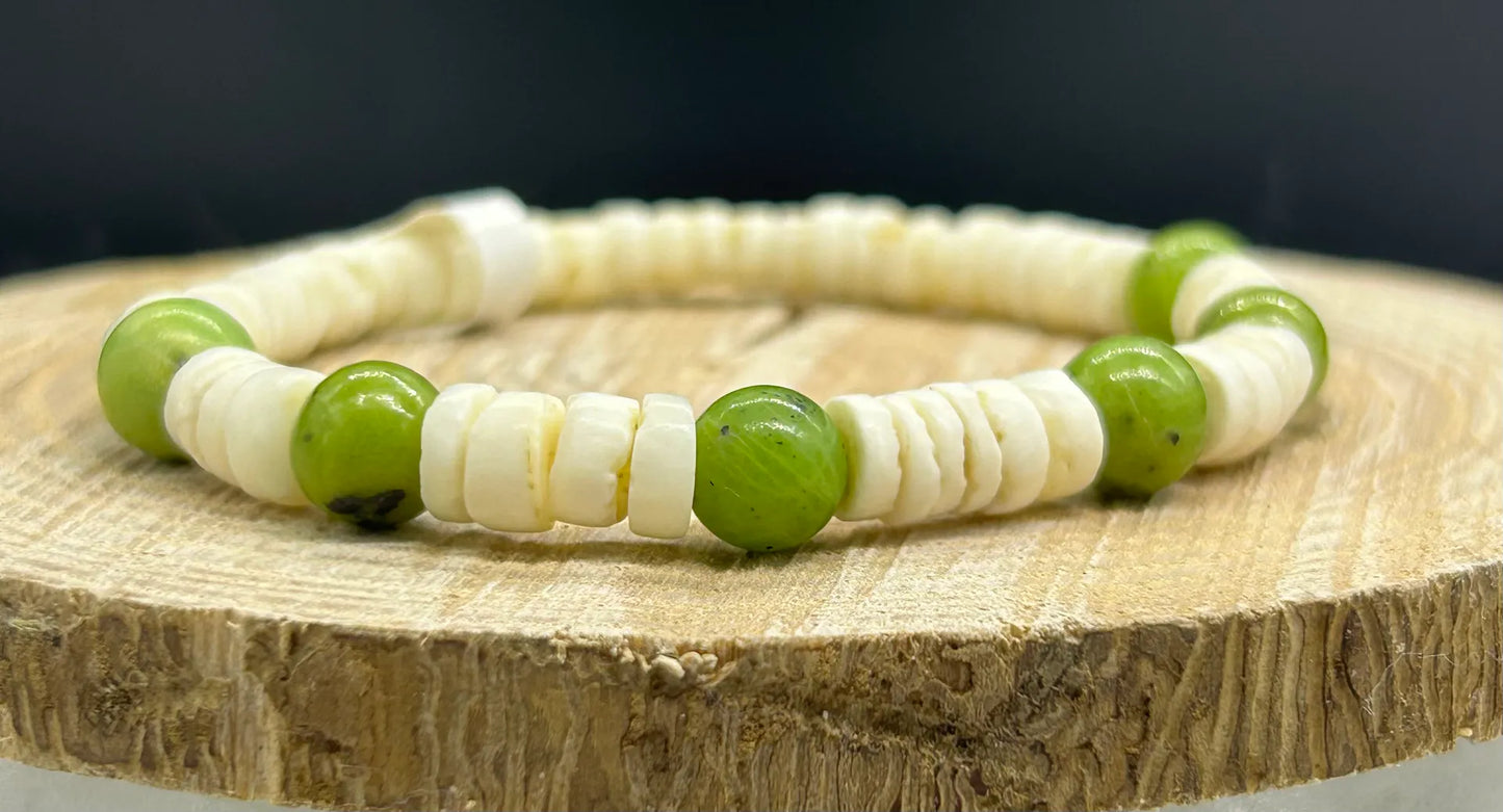 Bracelet coquillage Jade néphrite