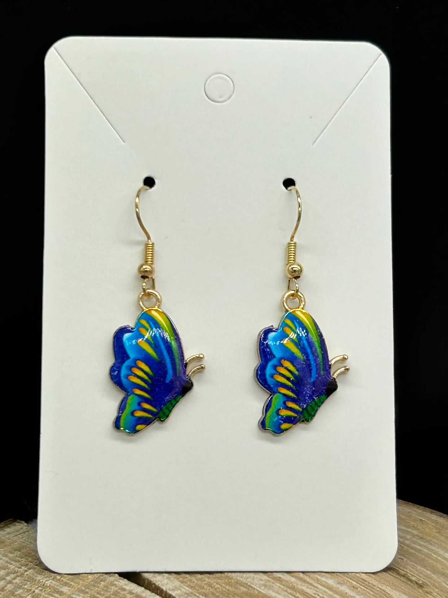 Boucles d'oreilles papillon bleu