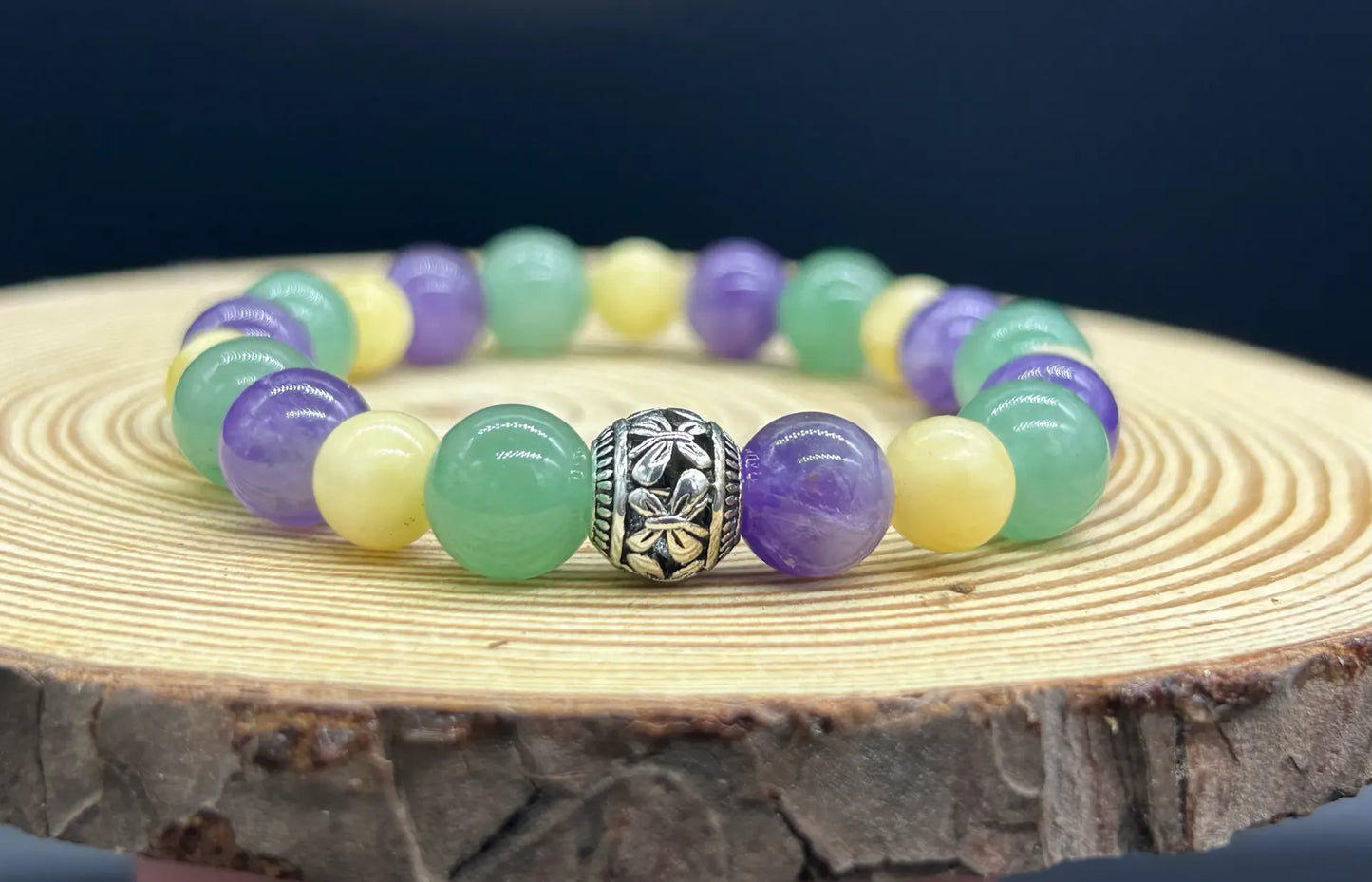 Bracelet Aventurine Calcite jaune et Améthyste