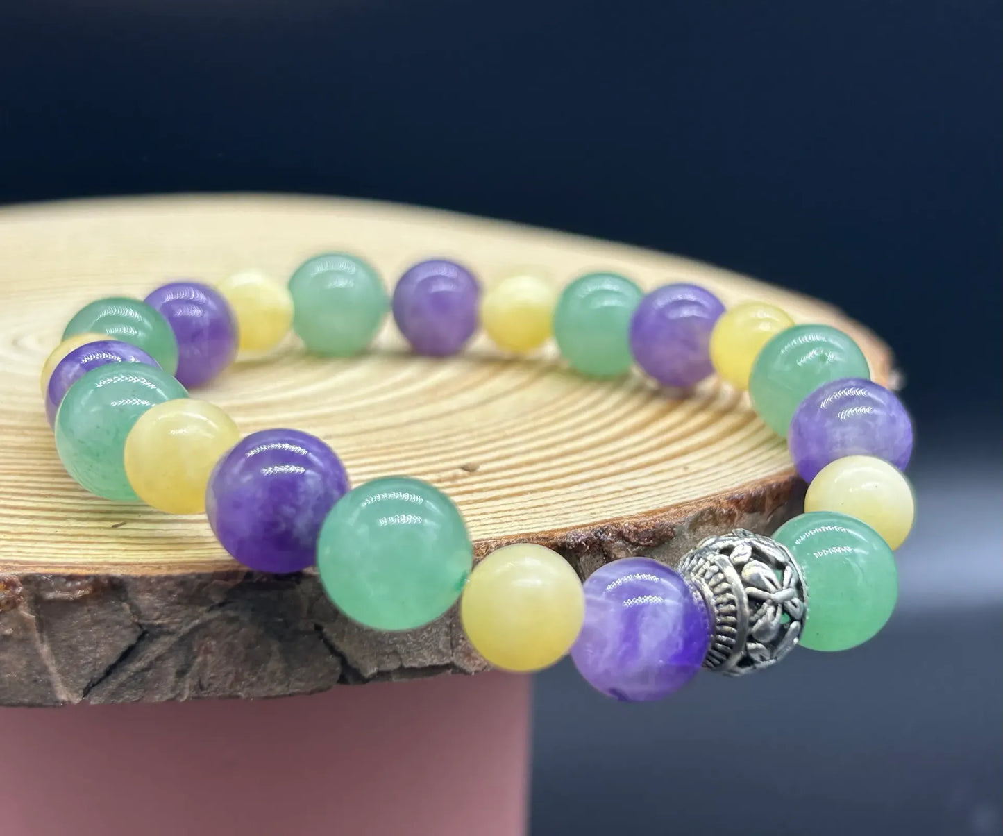 Bracelet Aventurine Calcite jaune et Améthyste