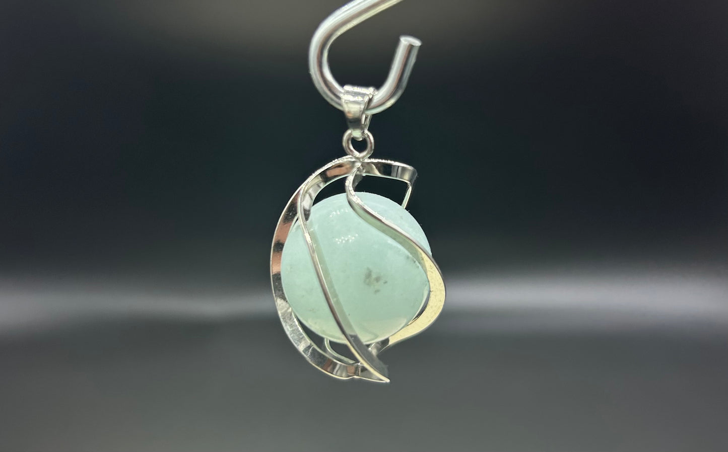 Pendentif spirale Aigue marine