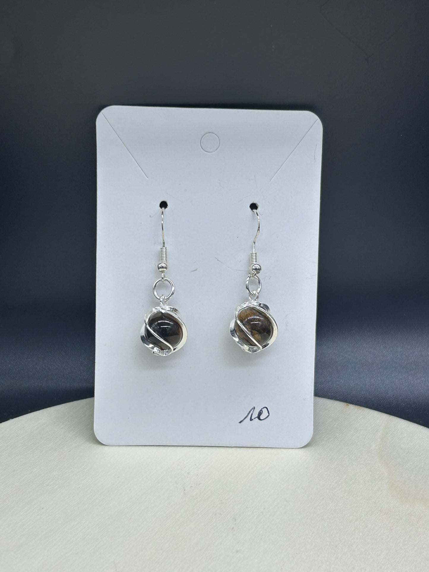 Boucles d'oreilles mini spirale Oeil de tigre