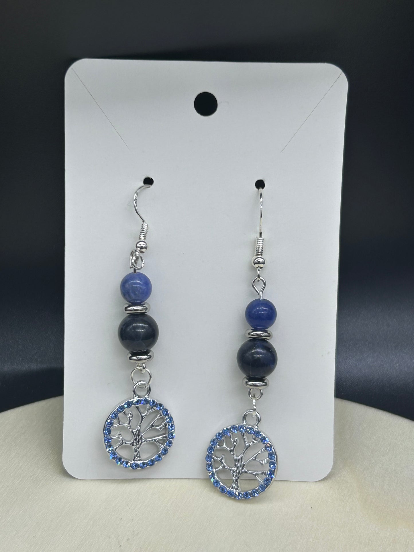 Boucles d'oreilles Arbre de vie Sodalite