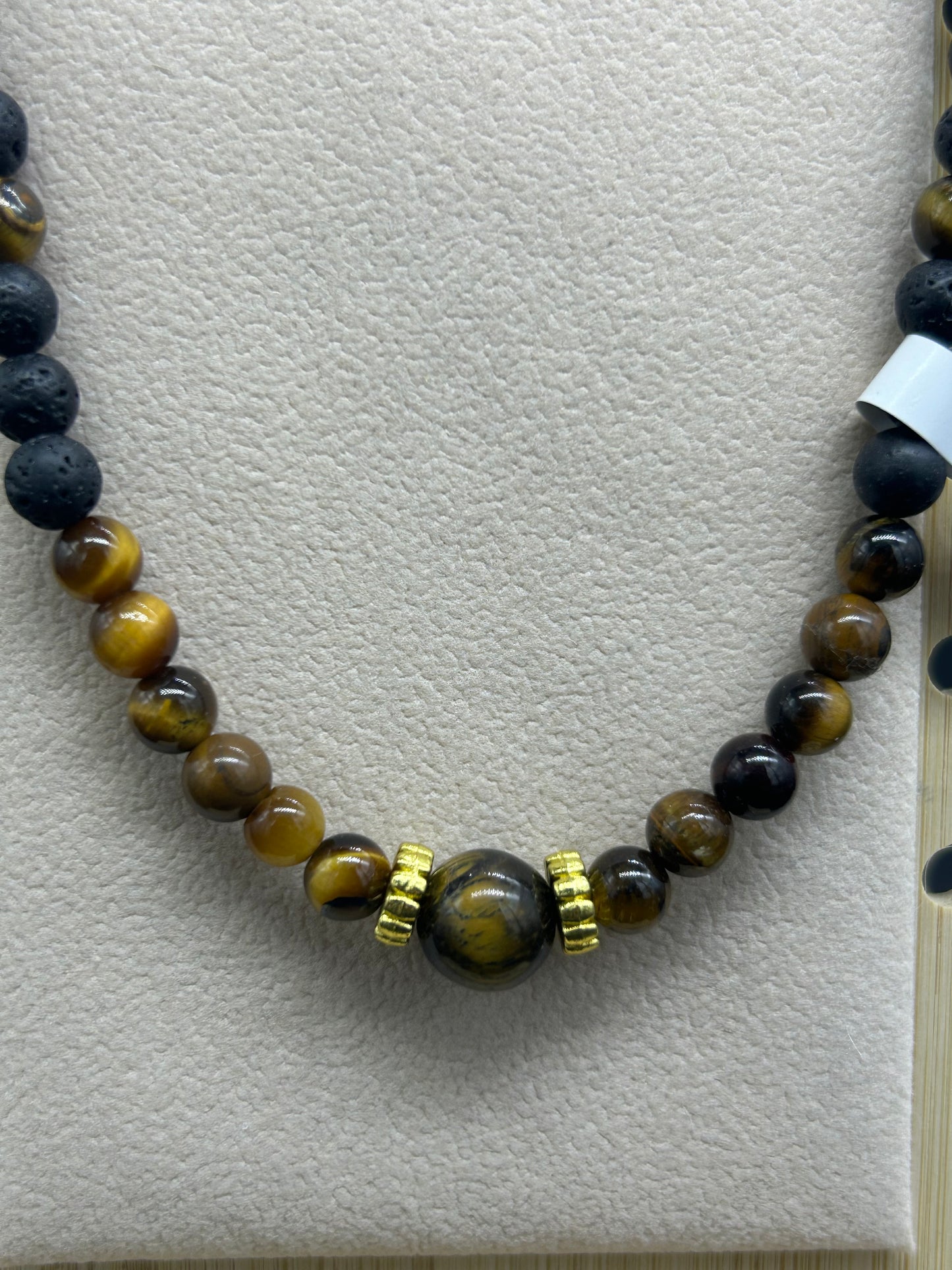 Collier Pierre de lave et Œil de tigre