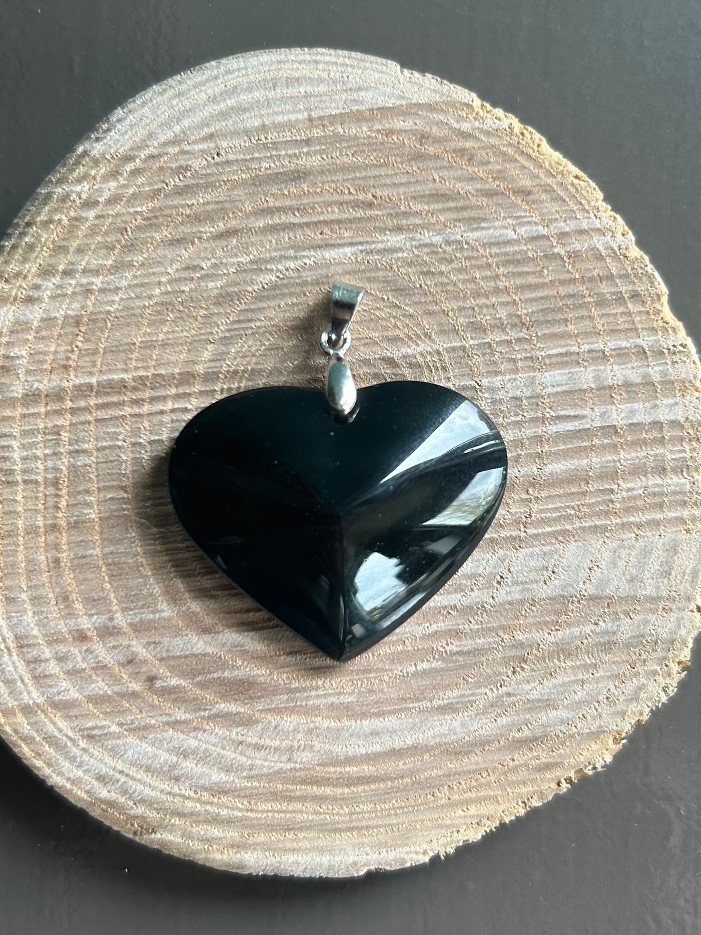 Pendentif cœur Obsidienne œil céleste