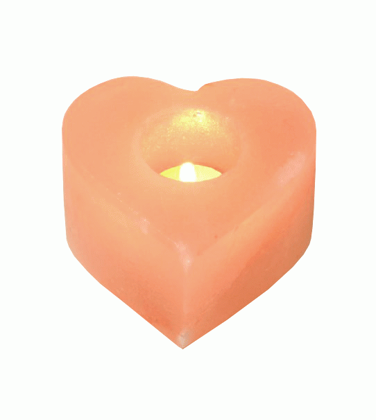 Bougeoir en Cristal de Sel Naturel Coeur