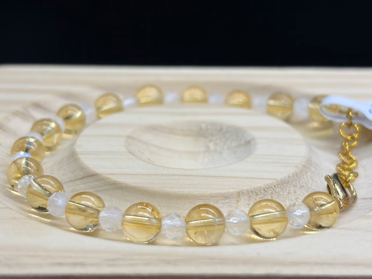 Bracelet Citrine naturelle et Cristal de roche