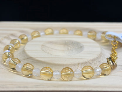 Bracelet Citrine naturelle et Cristal de roche