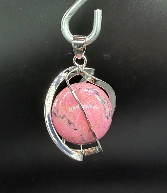 Pendentif spirale Rhodonite