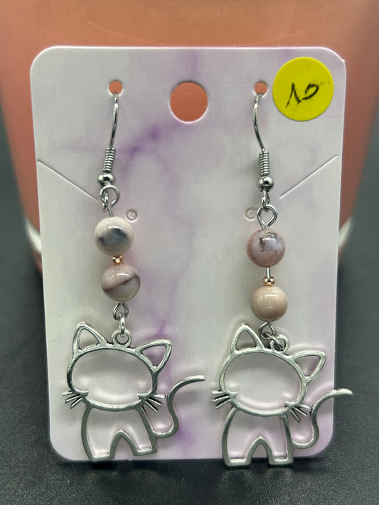 Boucles d’oreilles chatounes Opale rose