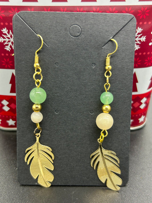 Boucles d’oreilles feuilles mix Aventurine