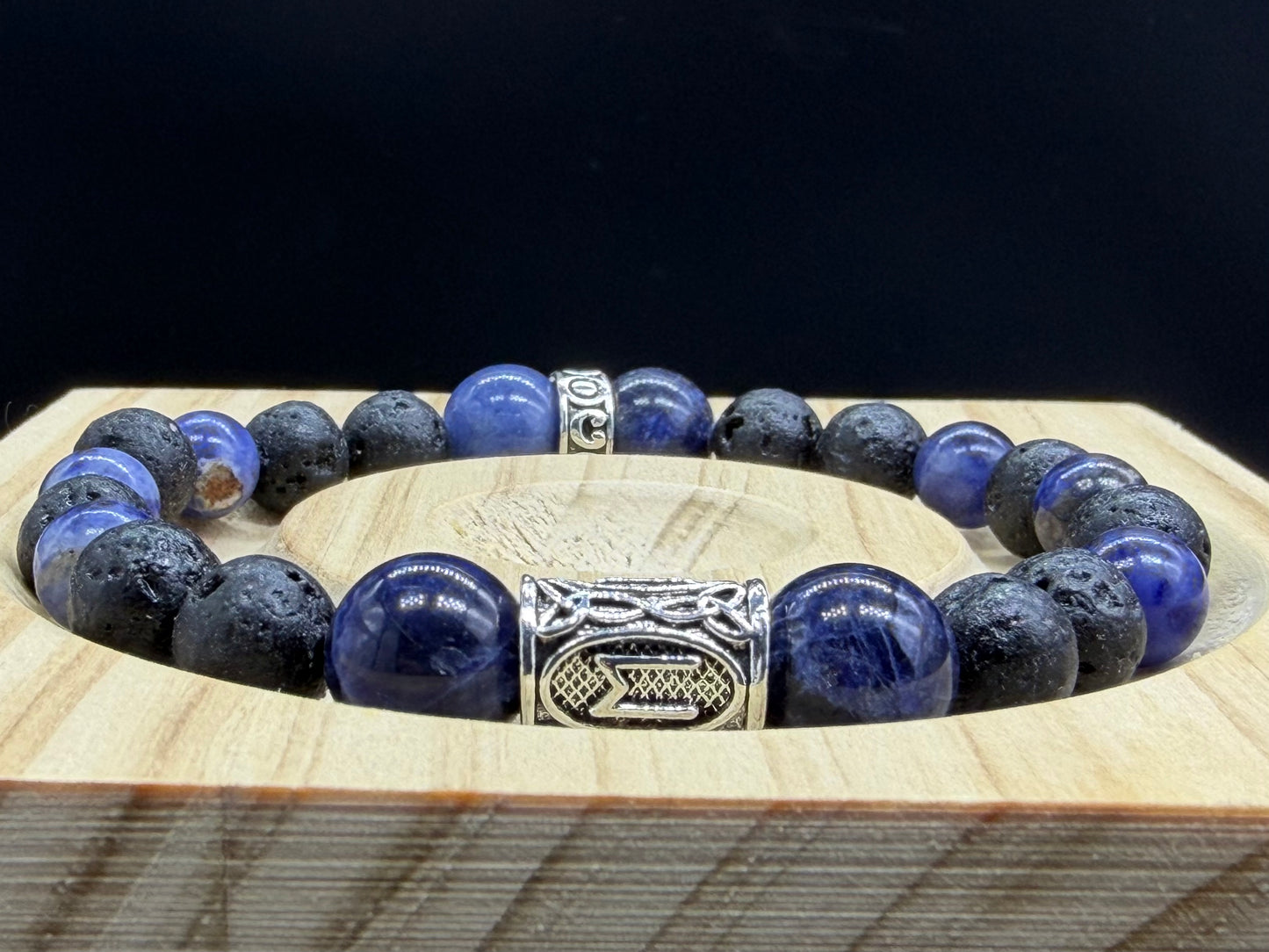 Bracelet Viking Pierre de Lave et Sodalite
