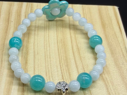 Bracelet Aigue marine et Amazonite Créoles flowers fantaisy
