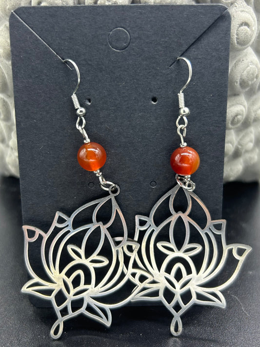 Boucles d'oreilles lotus Cornaline