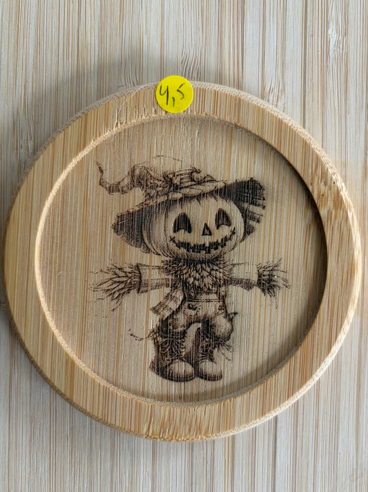 Sous verre bois Halloween Épouvantail