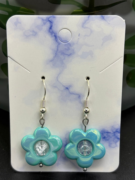 Boucles d’oreilles Cristal de roche fleurs