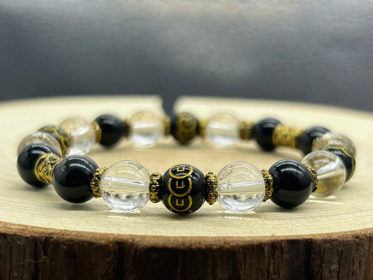 Bracelet Kitsune Obsidienne/Cristal de roche