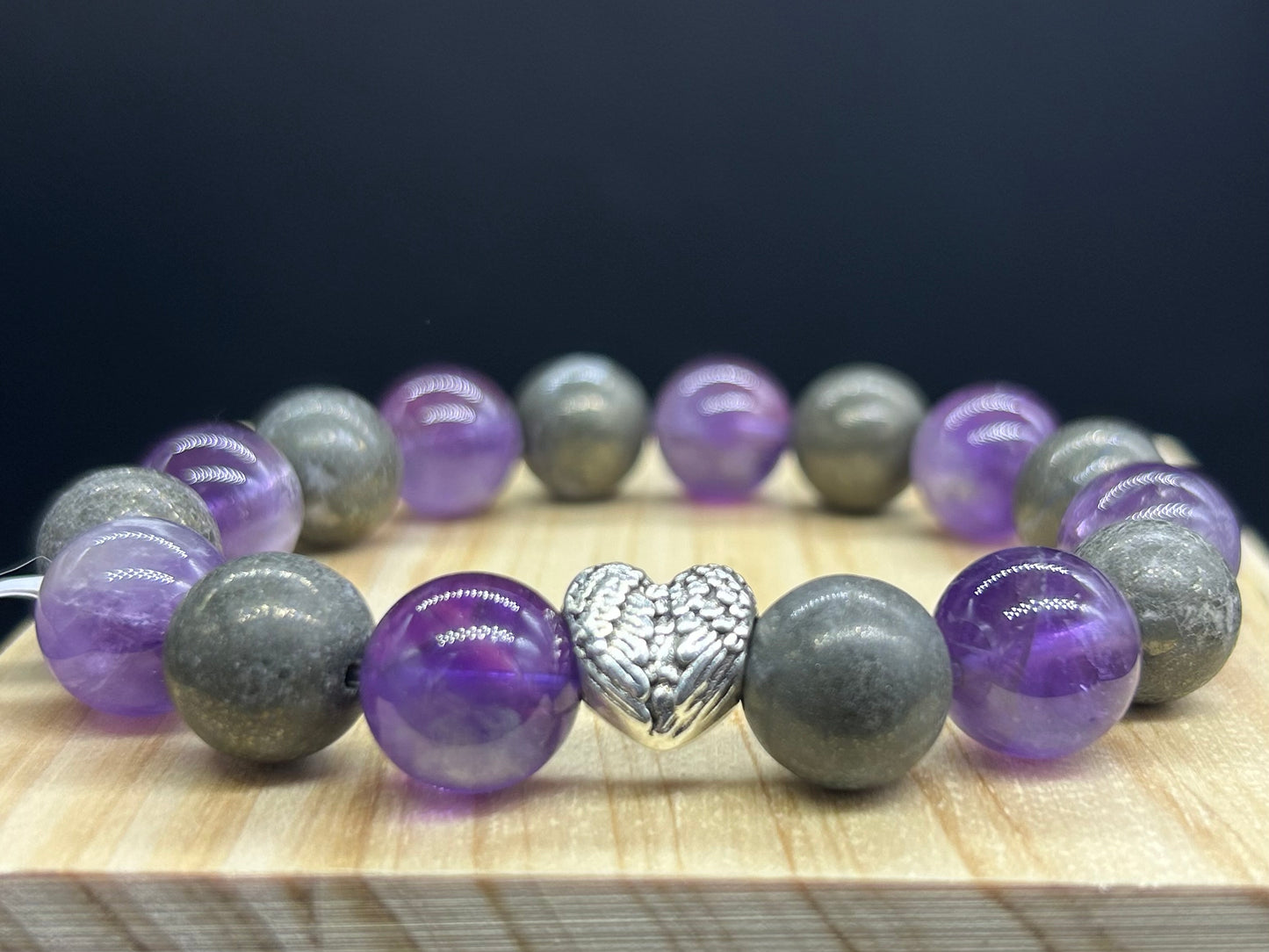 Bracelet coeur Améthyste/Pyrite