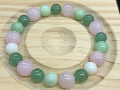 Bracelet Chrysoprase/Quartz Rose et Aventurine