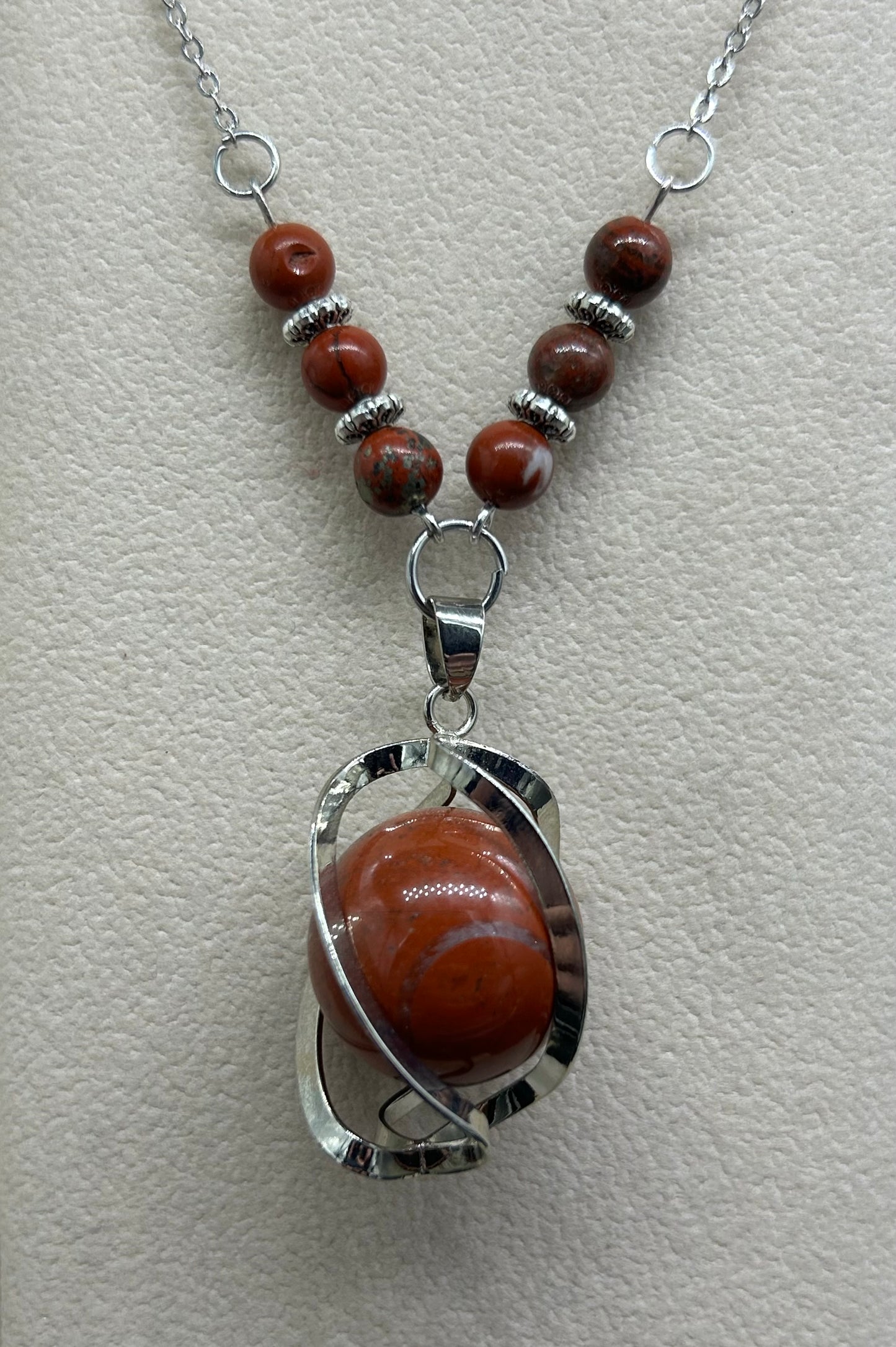 Collier spirale Jaspe rouge