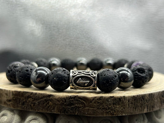 Bracelet Viking Pierre lave/Améthyste/Hématite