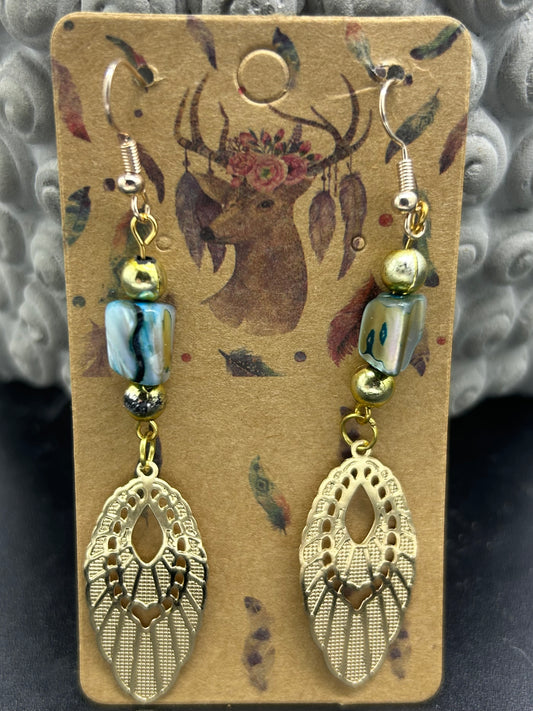 Boucles d'oreilles feuilles Abalone