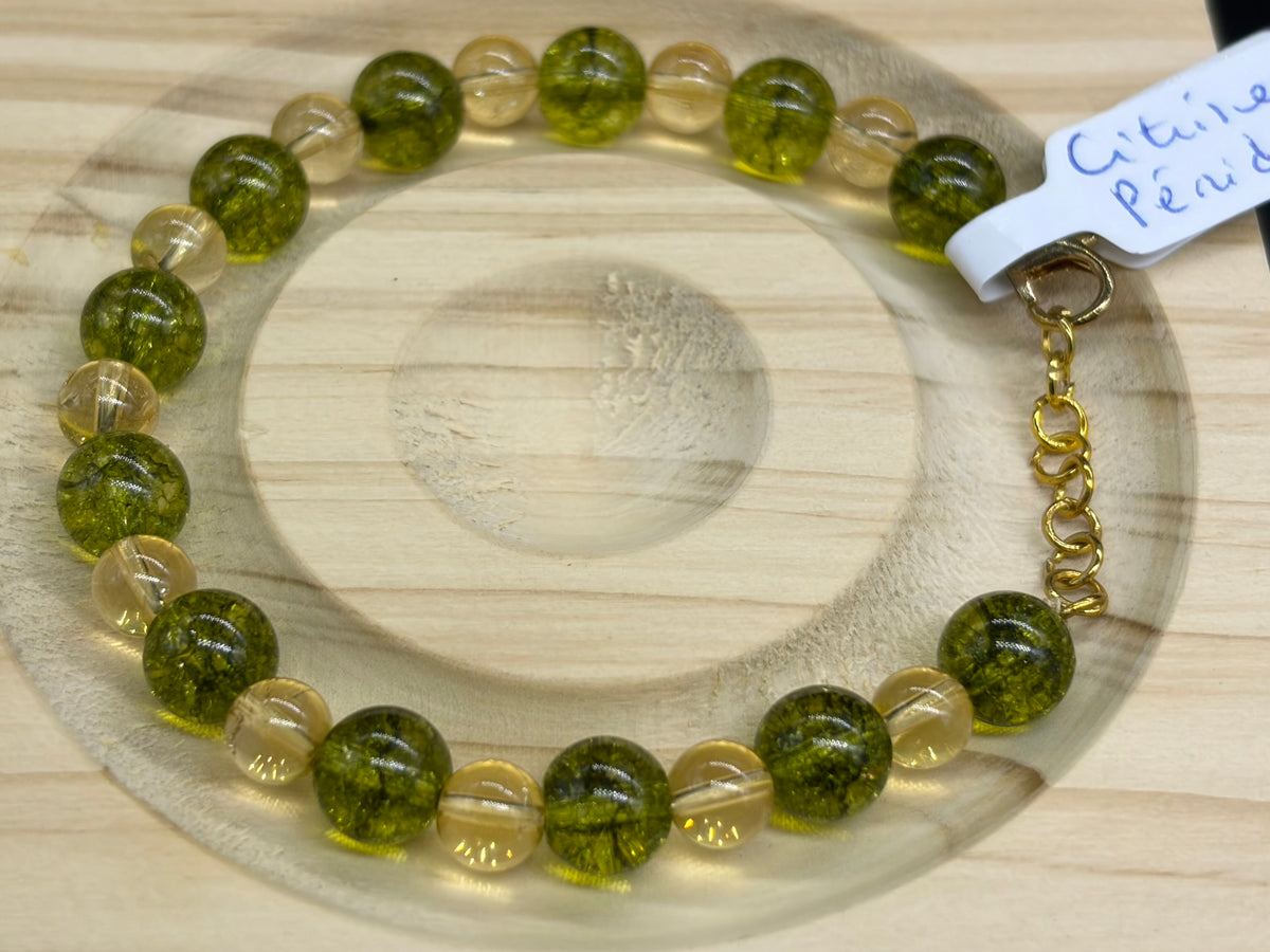 Bracelet Citrine naturelle et Péridot
