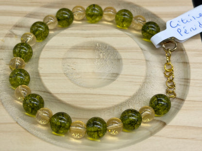 Bracelet Citrine naturelle et Péridot