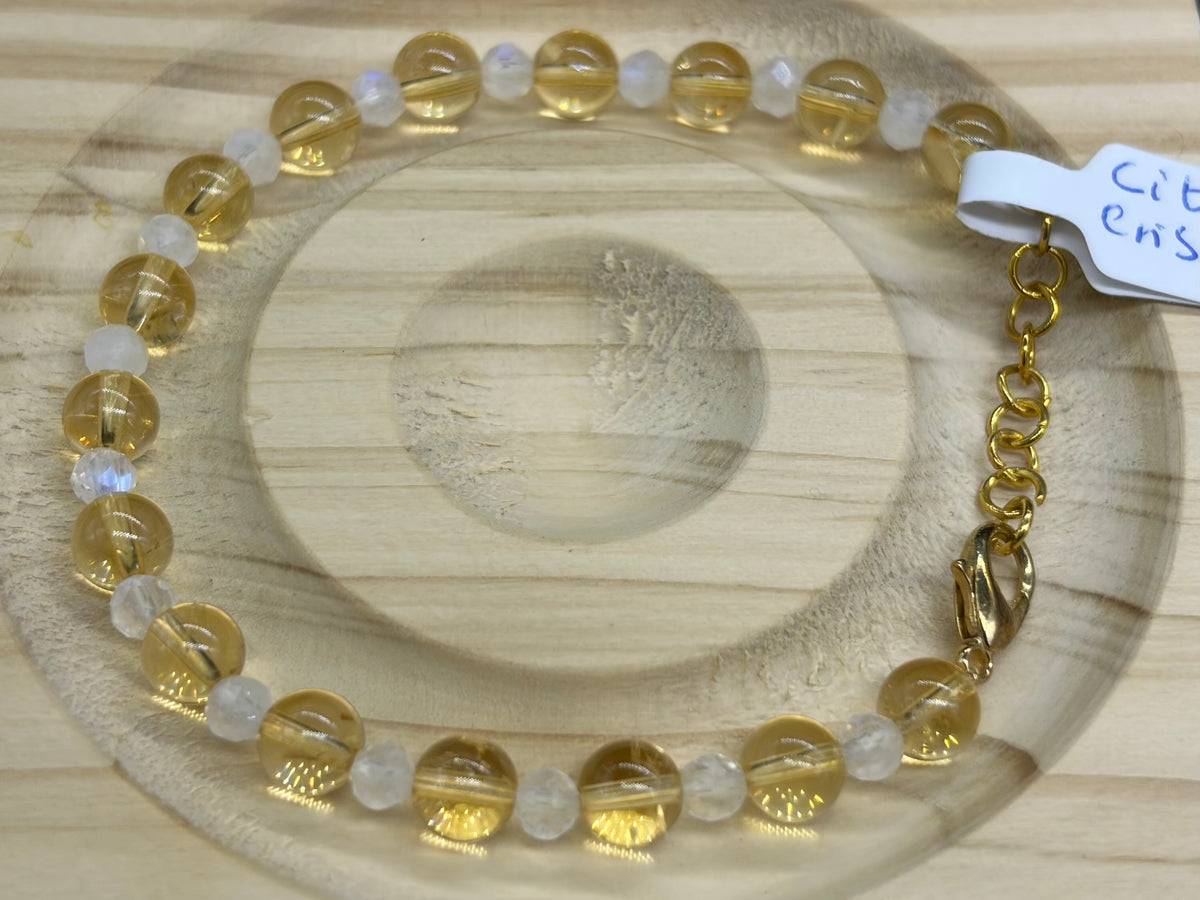 Bracelet Citrine naturelle et Cristal de roche